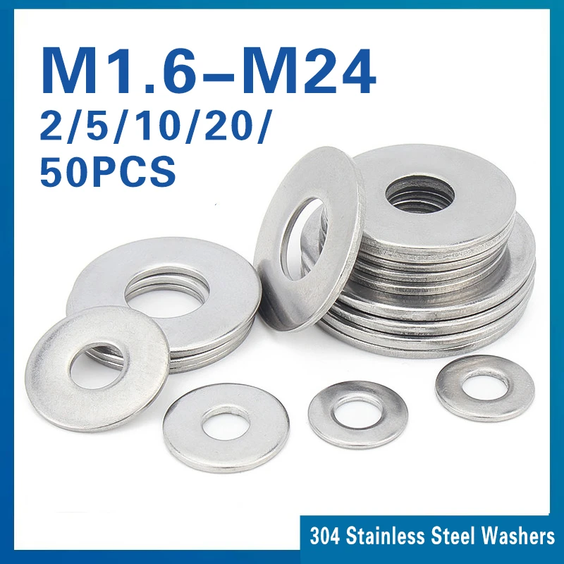 M1.6 M2 M3 M5 M6 M8~ M24 304 Stainless Steel Gasket Ultra-thin Metal Screw Flat Washer Standard Increase Thickened Meson Washer